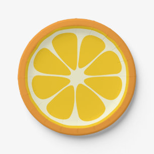 Sweet Juicy Orange Tropical Citrus Fruit Slice Paper Plate