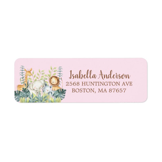 Sweet Jungle Animals Baby Shower Address Label (Front)