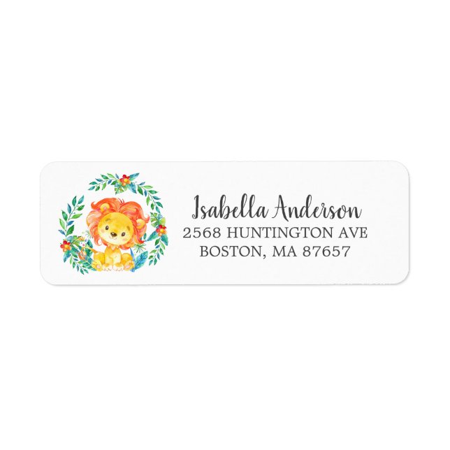 Sweet Jungle Lion Baby Shower Address Label (Front)