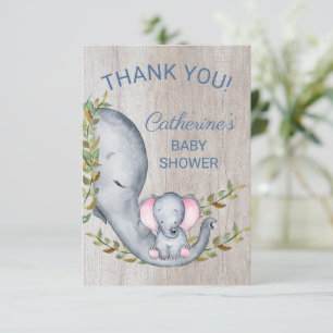 Sweet Jungle Safari Elephant Baby Shower Thank You Card