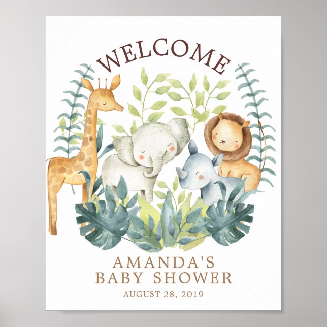 Sweet Jungle Welcome Baby Shower Poster (Front)