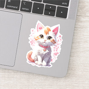 Sweet Kawaii Cat with Big Eyes