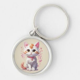 Sweet Kawaii Cat with Big Eyes Keychain