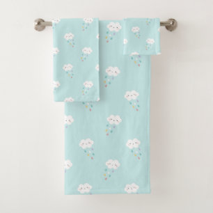 Sweet Kawaii Cloud Pattern Bath Towel Set