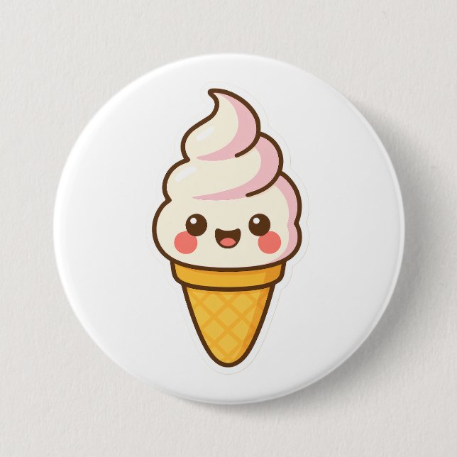 Sweet Kawaii Ice Cream 3 Inch Round Button (Front)