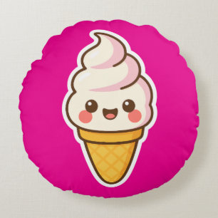 Sweet Kawaii Ice Cream Round Pillow