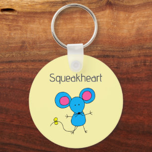 Sweet Kawaii Mouse Squeakheart Love Keychain