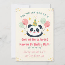 Sweet Kawaii Panda Birthday Bash Invitation