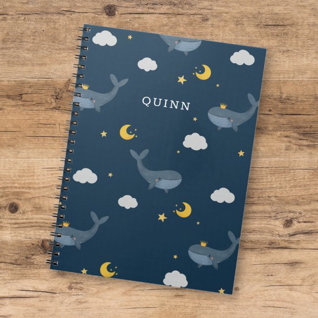 Sweet Kids Night Sky Whale Clouds Moon w/ Name Notebook (Creator Uploaded)