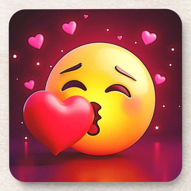 Sweet Kiss Heart Emoji Coaster (Front)