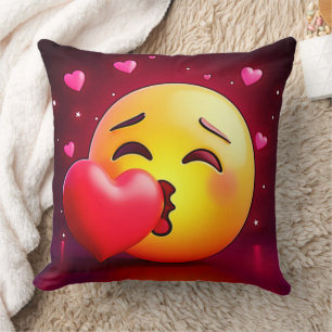 Sweet Kiss Heart Emoji Throw Pillow