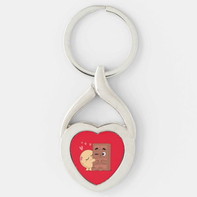 Sweet Kisses Choco Pancake Valentines Couples Love Keychain (Front)