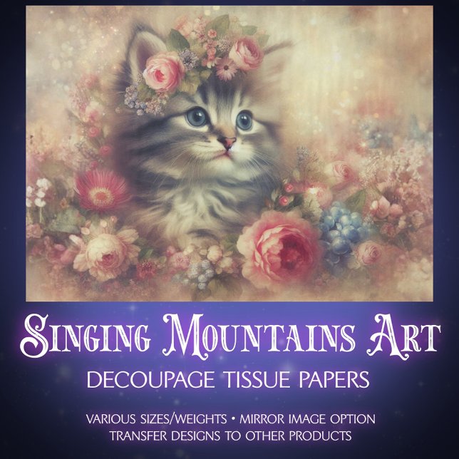 Sweet Kitten Garden Floral Furniture DIY Decoupage Tissue Paper (Creator Uploaded)