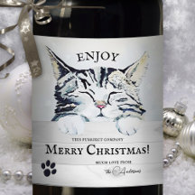 Sweet Kitten hiver Vin de Noël Étiquette