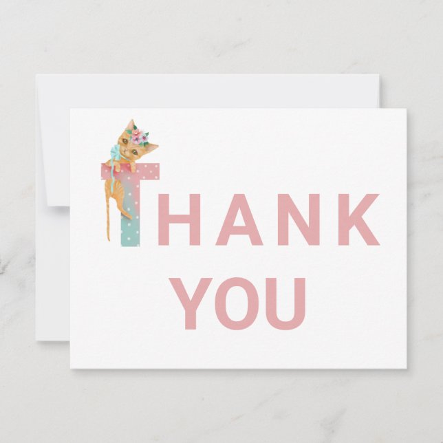 *~* Sweet Kitten Pastel Baby Shower Thank You (Front)