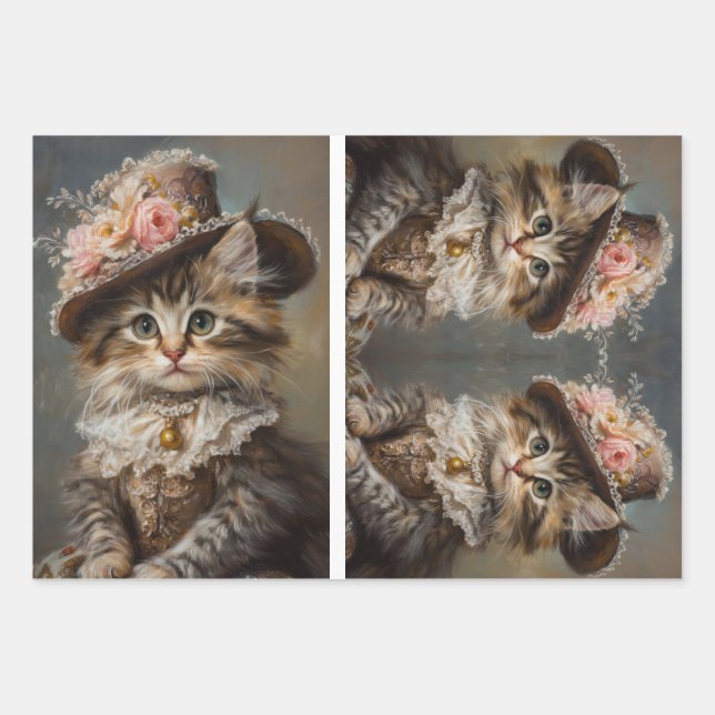 Sweet Kitten Vintage Dress Decoupage Paper (Front 3)