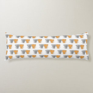 Sweet Kittens Pattern Orange and Grey Kitties Body Pillow