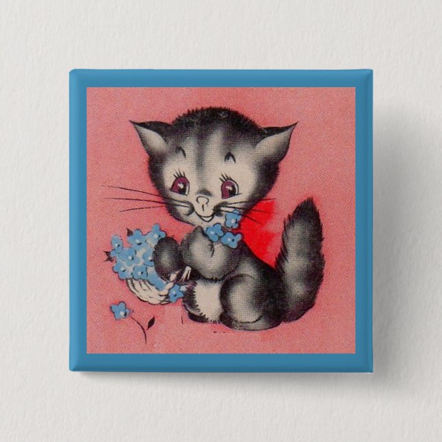sweet kitty cat 2 inch square button (Front)