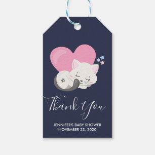 Sweet Kitty Cat Sleeping with a Heart Gift Tags