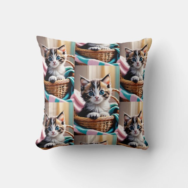 Sweet Kitty dans une corbeille - Coussin confortab (Recto)