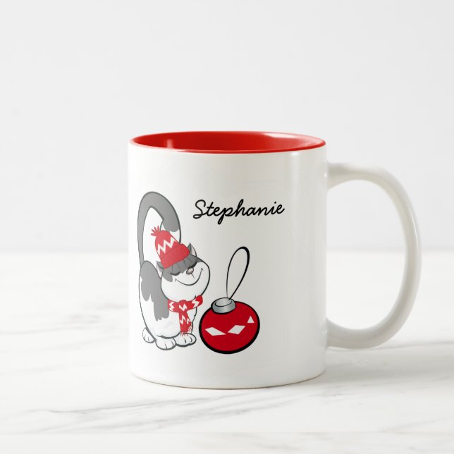 Sweet Kitty Nom personnalisé Mugs cadeaux de Noël (Droit)