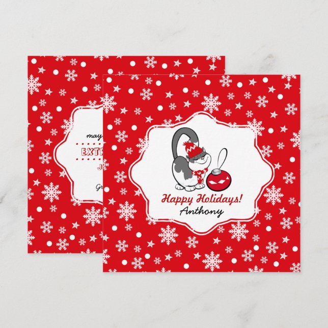 Sweet Kitty | Personnalisé Nom Cartes de Noël pour (Devant / Derrière)