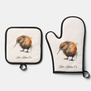 Sweet Kiwi, custom Oven Mitt & Pot Holder Set