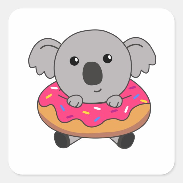 Sweet Koala Koalas Loaf Doughnut Sprinkles Pink Square Sticker (Front)