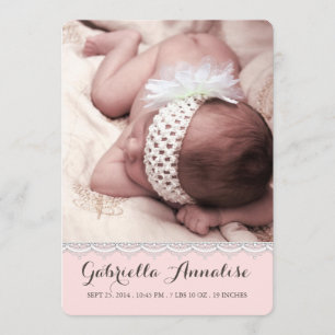 Sweet Lace Baby Girl Photo Faire-part de naissance