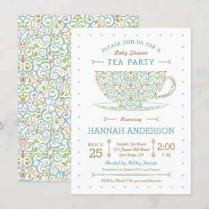 Sweet Lacy Teacup Baby Shower Gender Neutral Invitation