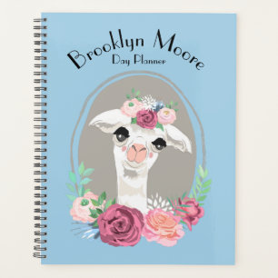 Sweet Lady Llama With Roses Planner
