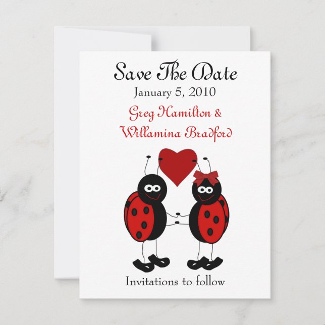 Sweet Ladybug Save the Date Announcements (Front)