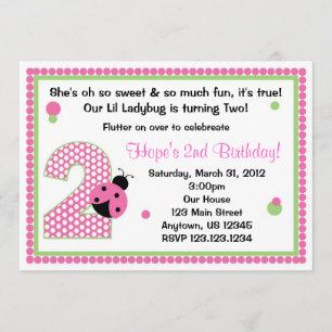 Sweet Ladybug Two Invitation