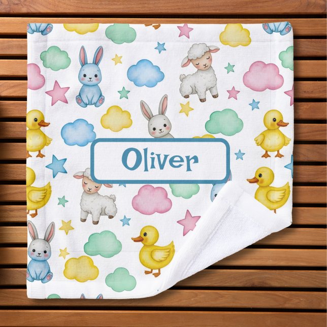 Sweet Lamb, Bunny, and Duckling Pattern Wash Cloth (Creator Uploaded)