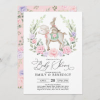 Sweet Lamb & Bunny Rabbit Soft Floral Baby Shower