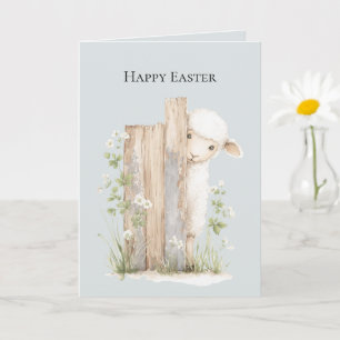 Sweet Lamb Flowers Gate Easter Card