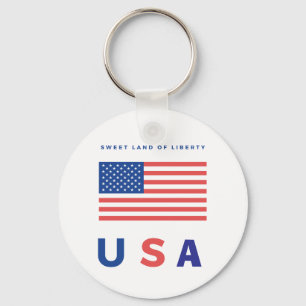"Sweet Land of Liberty" USA Flag Keychain