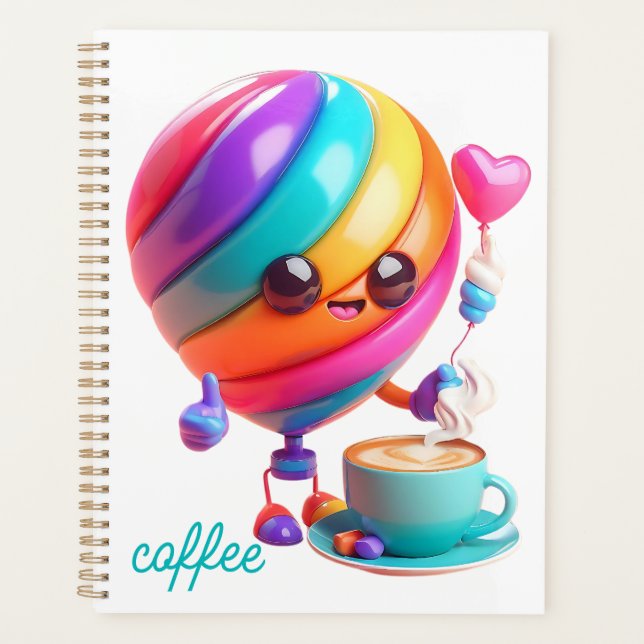 Sweet Latte Buddy Spiral Notebook Planner (Front)