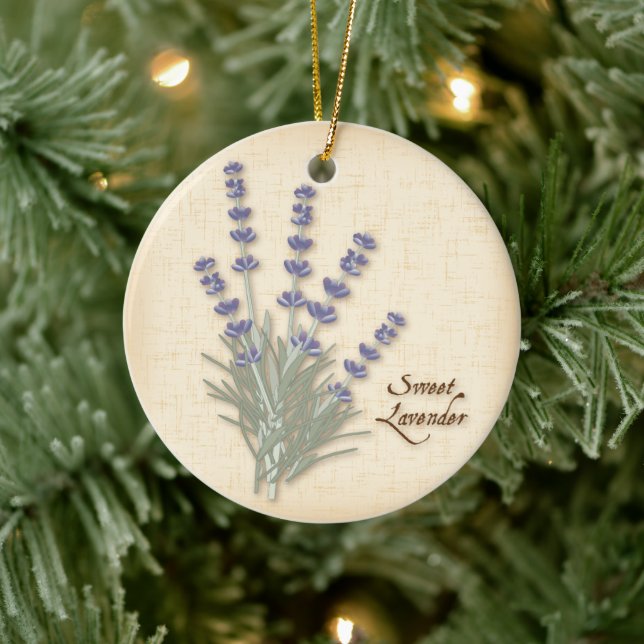 Sweet Lavender Herb and Flowers Ceramic Ornament (Tree)