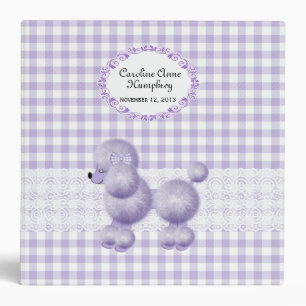 Sweet Lavender Poodle Chequered Custom Baby Album Binder