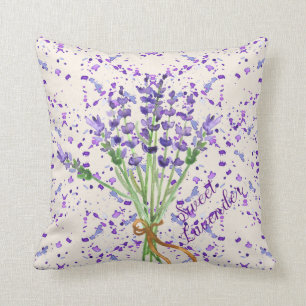 Sweet Lavender Purple Flower Bouquet Throw Pillow