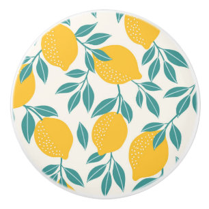 Sweet Lemon Branches Pattern Ceramic Knob