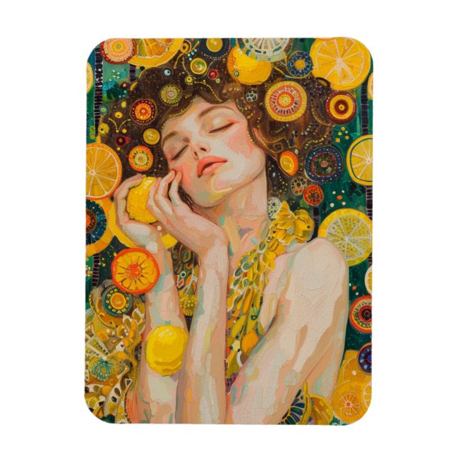 Sweet Lemon Dreams Klimt Style AI Magnet (Vertical)