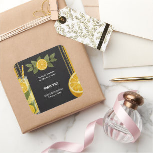 Sweet Lemonade Chalkboard Stand Baby Shower Square Sticker