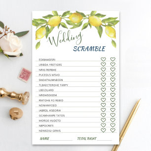 Sweet Lemons & Greenery Bridal Shower Game