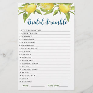 Sweet Lemons & Greenery Bridal Shower Game
