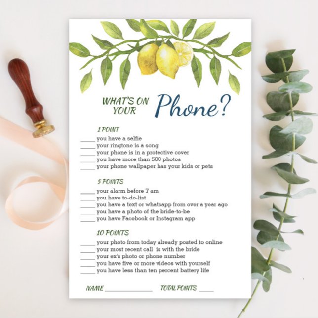 Sweet Lemons & Greenery Chic Bridal Shower Game (Creator Uploaded)