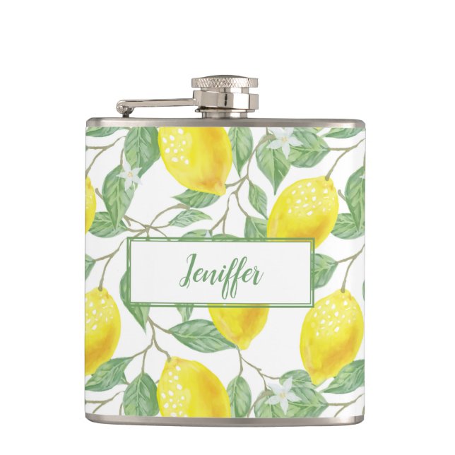 Sweet lemons yellow summer.                      hip flask (Front)