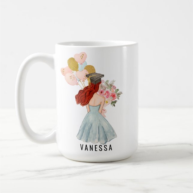 Sweet Light Skin Red Haired Girl  Graduation Coffee Mug (Left)