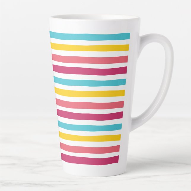 Sweet like Candy! Striped Candy! Fun Colourful Cut Latte Mug (Right)